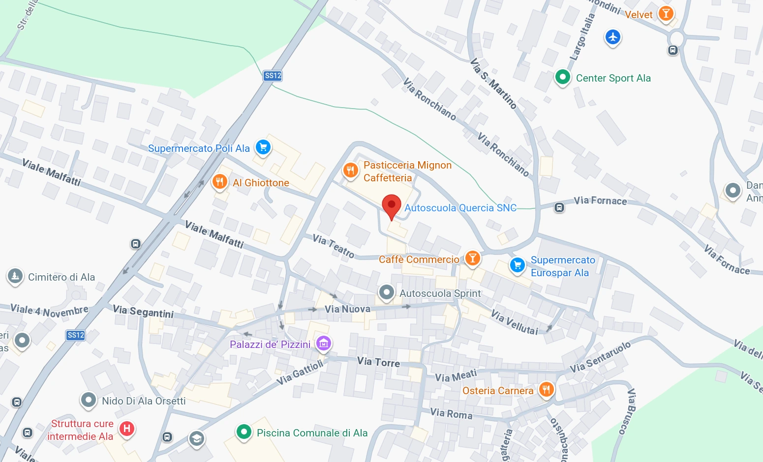 Mappa per raggiungere l'Autoscuola a Ala