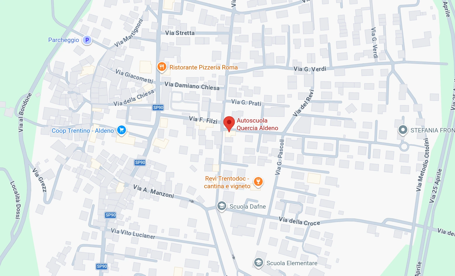 Mappa per raggiungere l'Autoscuola a Aldeno