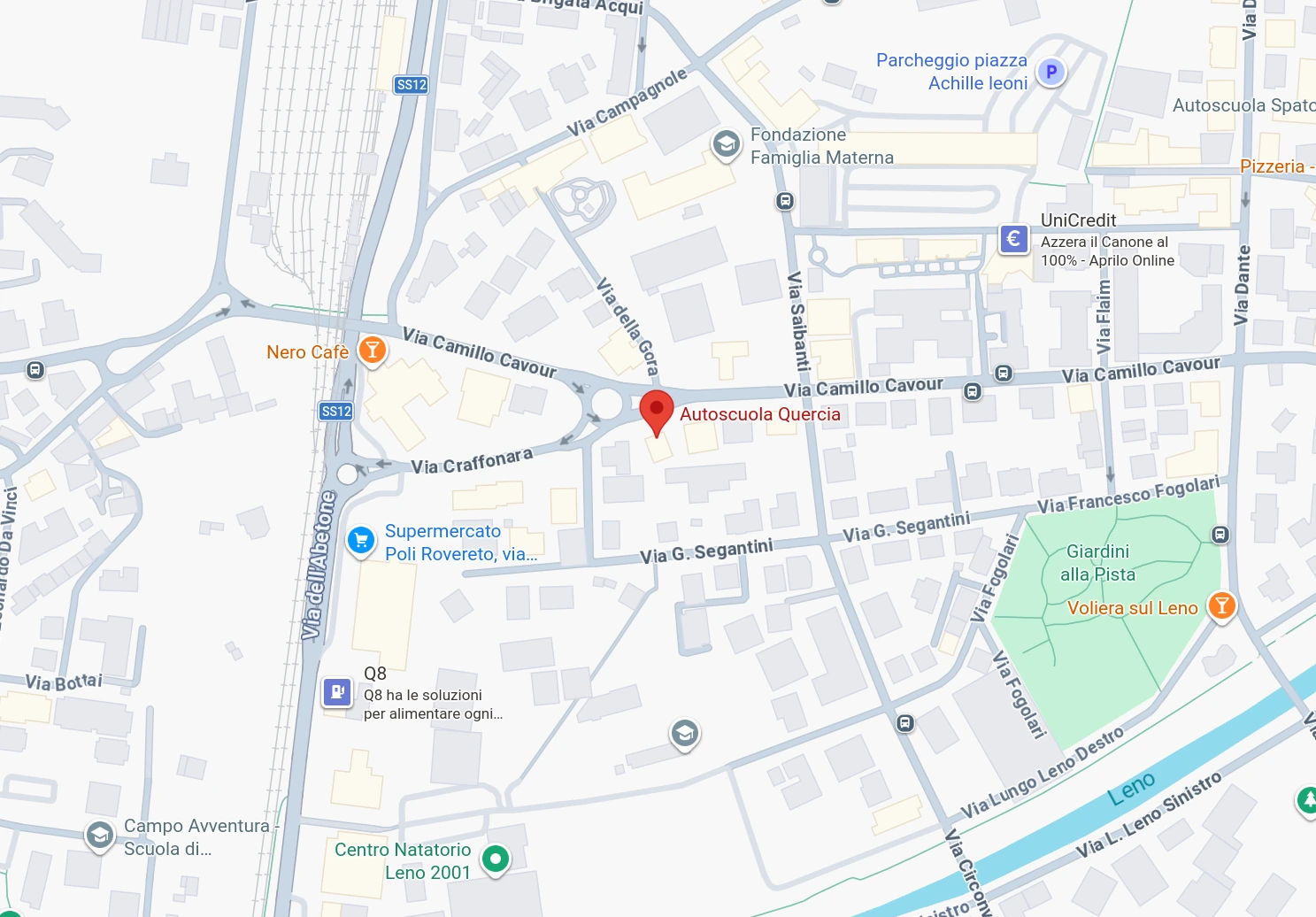 Mappa per raggiungere l'Autoscuola a Rovereto